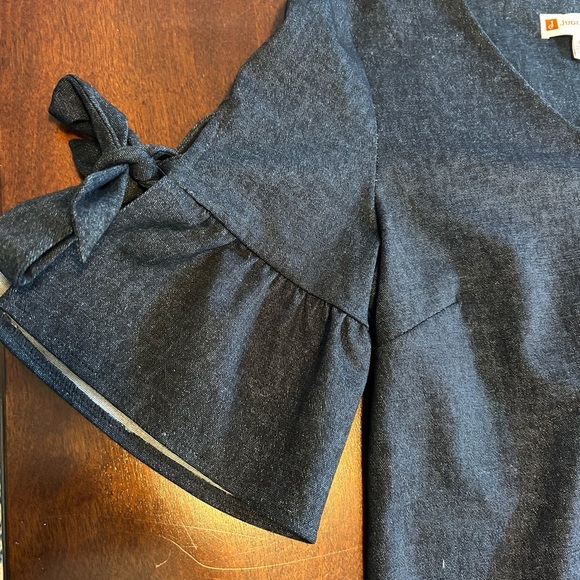 NEW Jude Connally Dark Blue Denim Look  V-Neck Dress - Picture 5 of 7